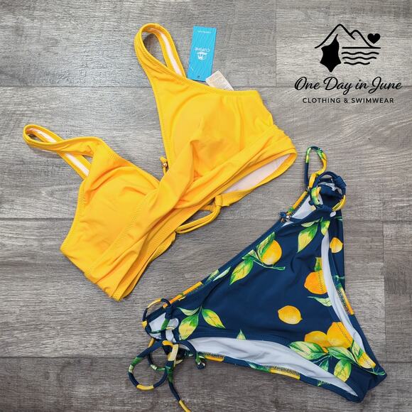 Cupshe Cross Front Tie Back Tie Side Bikini Swimsuit Size L - Picture 3 of 7